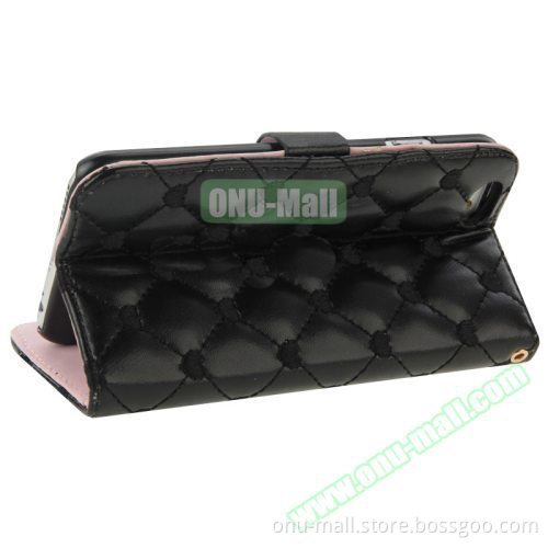 Heart Pattern Diamante Decorated Flip Leather Wallet Case for iPhone 6